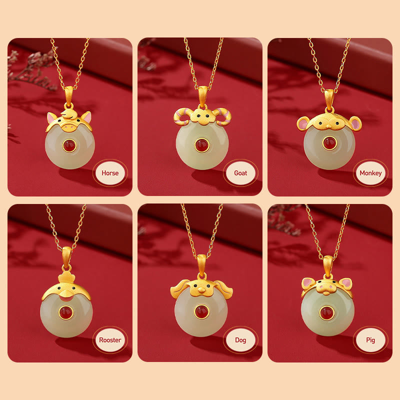 KarmaRipple's 925 Sterling Silver Hetian Jade Chinese Zodiac Year of the Dragon Red Agate Fortune Protection Pendant Necklace ( p24