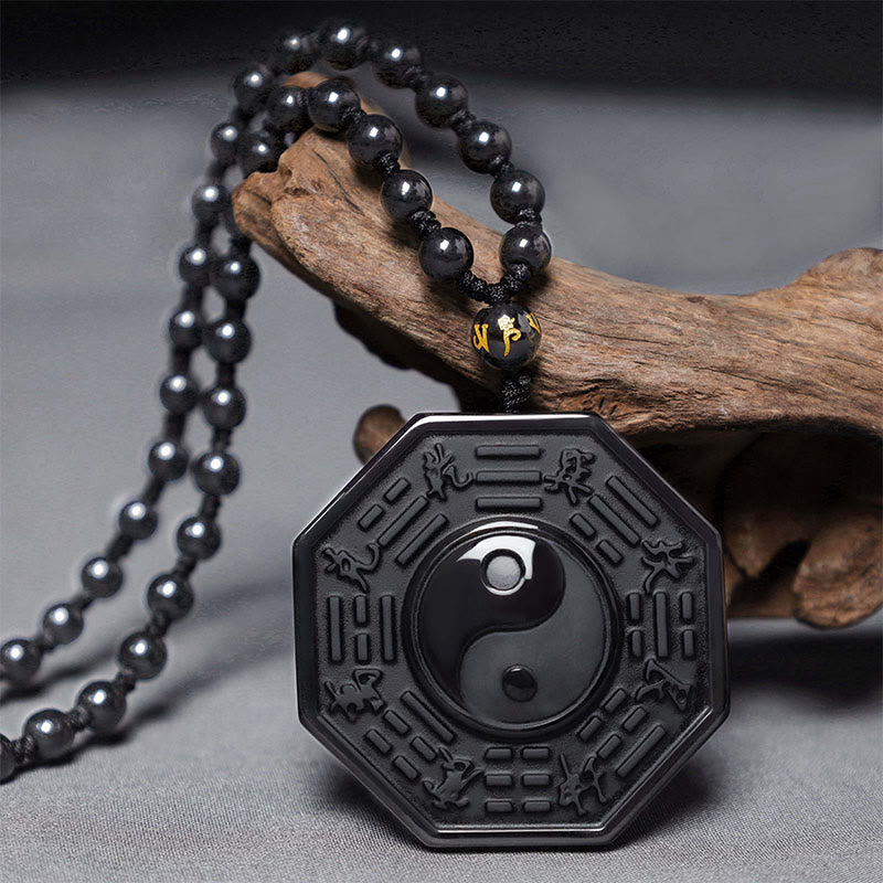 KarmaRipple's Black Obsidian Stone Yin Yang Necklace Pendant p6