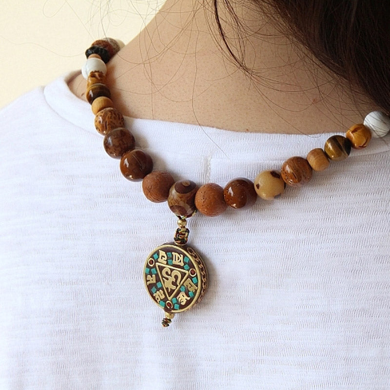 KarmaRipple's Tibet 108 Mala Beadwork Nine Palaces Bagua Bodhi Seed Yak Bone Vajra Balance Bracelet p5