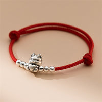 KarmaRipple's Handmade 999 Sterling Silver Year of the Dragon Fortune Red Bracelet