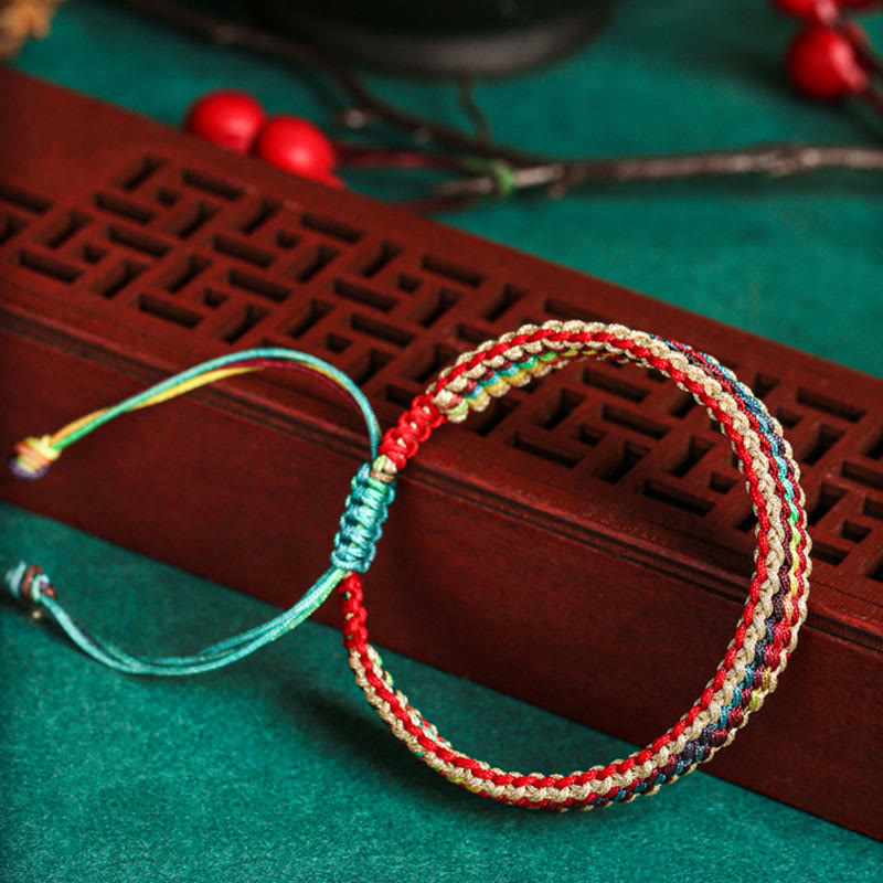 KarmaRipple's Tibet Handmade Rainbow Multicolored Protection Woven String Bracelet p8