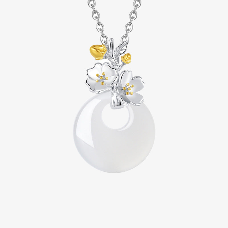 KarmaRipple's 925 Sterling Silver Round Chalcedony Twelve Months Flower Balance Pendant Necklace p3