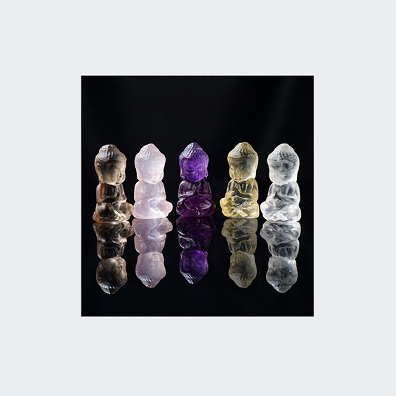 KarmaRipple's Various Gemstone Amethyst Pink Gemstone Ivory Gemstone Citrine Buddha Carved Spiritual Balancing Pendant Necklace Decoration ( p20