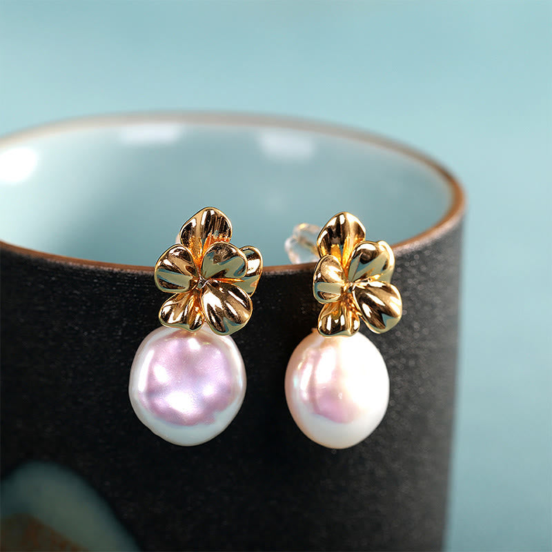 KarmaRipple's 925 Sterling Silver Authentic Baroque Pearl Flower Balancing Drop Earrings p13