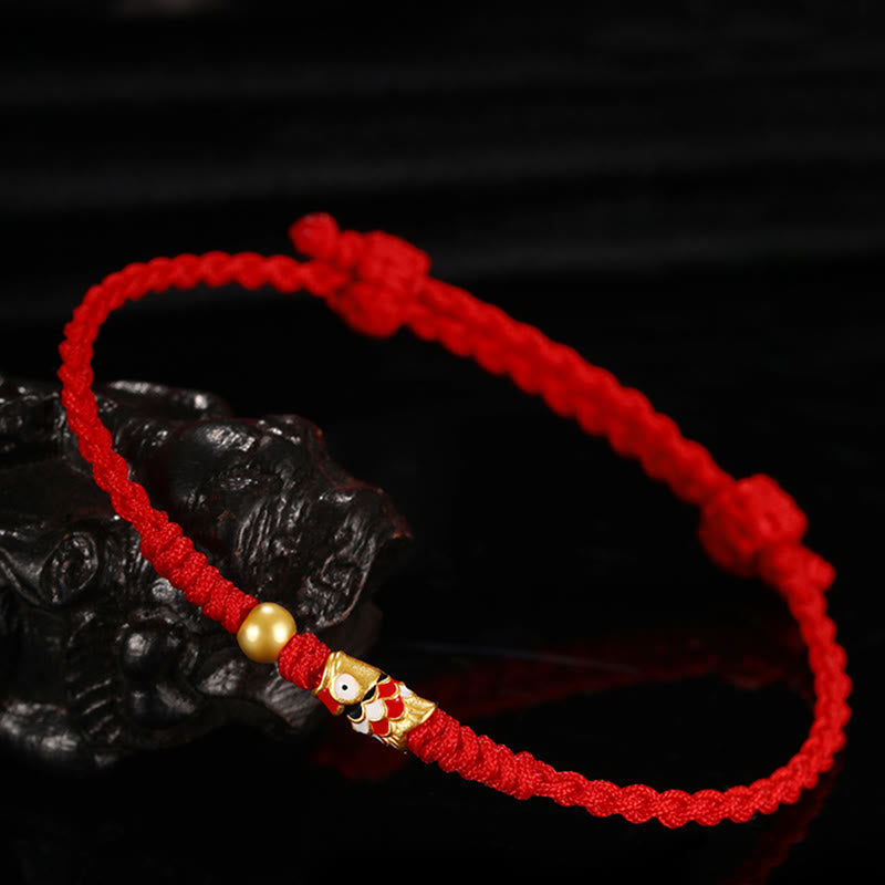 KarmaRipple's 999 Gold Fortune Koi Fish Handcrafted Woven String Bracelet p4