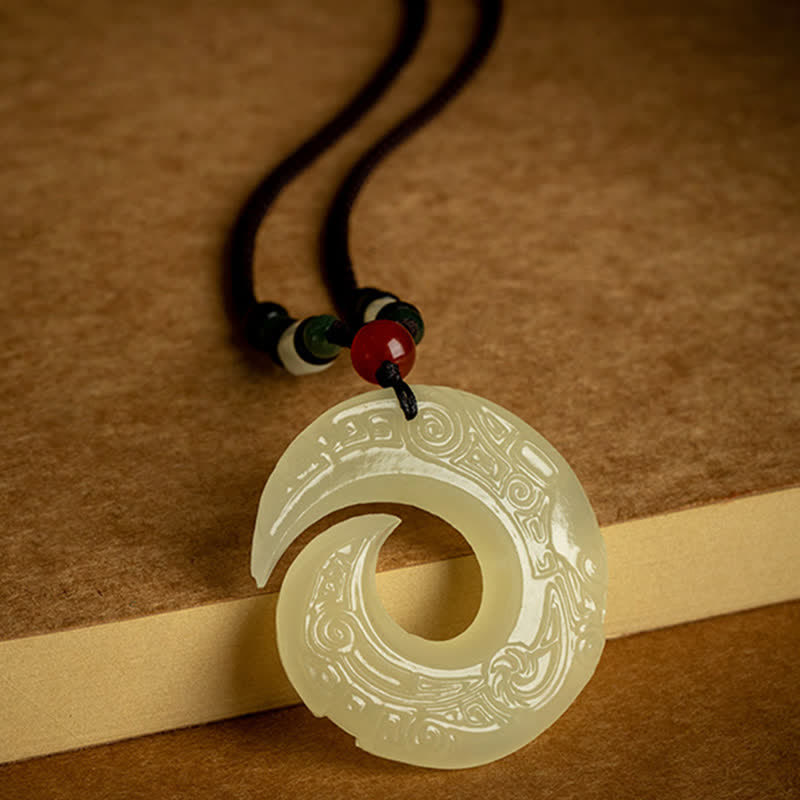 KarmaRipple's Peace Buckle Jade Small Leaf Red Sandalwood Cinnabar Agate Fortune Pendant Necklace p12