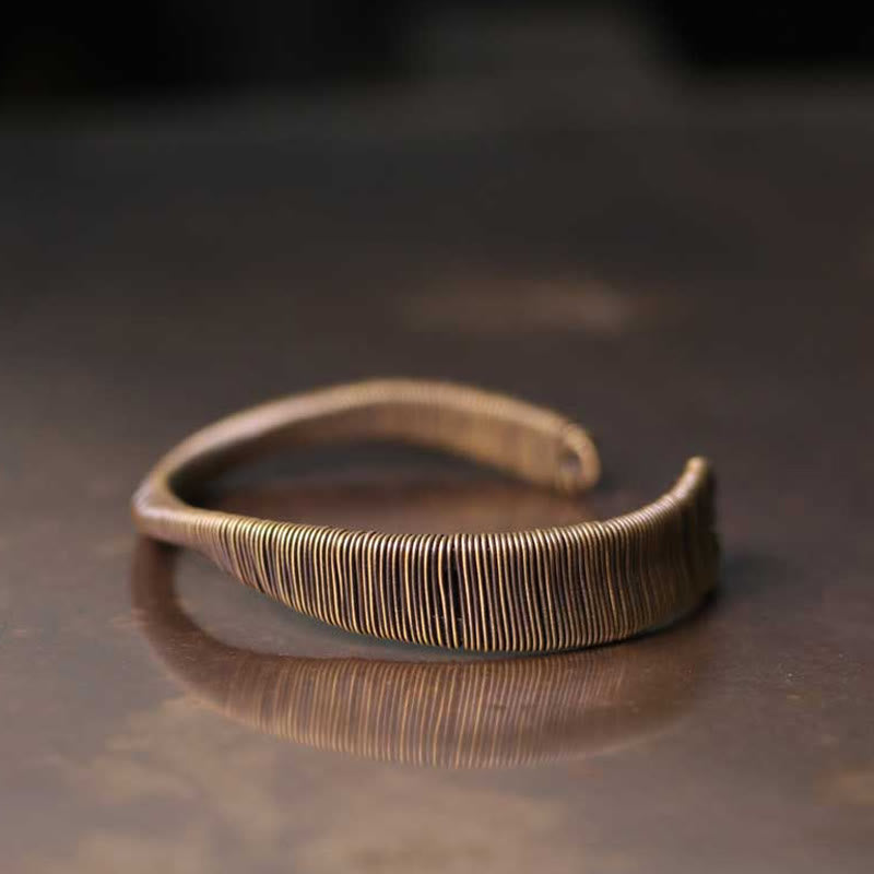 KarmaRipple's Simple Design Wrapped Bronze Fortune Wealth Adjustable Cuff Bracelet p3