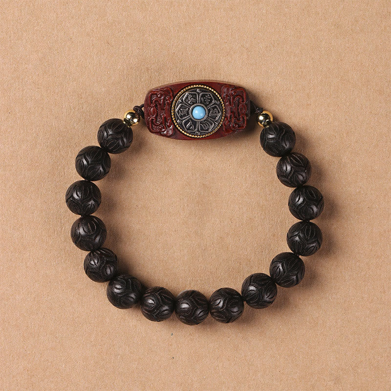KarmaRipple's Green Sandalwood Ebony Wood Sandalwood Om Mani Padme Hum Soothing Bracelet p3