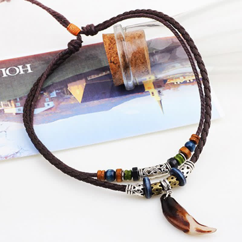 KarmaRipple's Ethnic Wolf Tooth Pattern Beadwork Wealth Pendant Necklace p8
