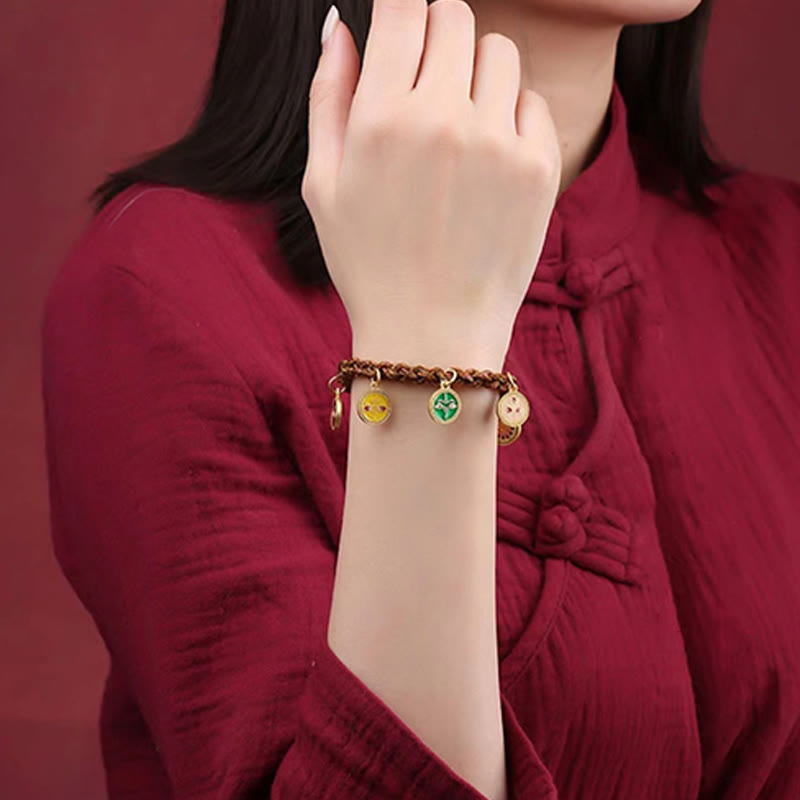 KarmaRipple's Tibetan Five God Of Wealth Thangka Fortune Braid String Bracelet p5
