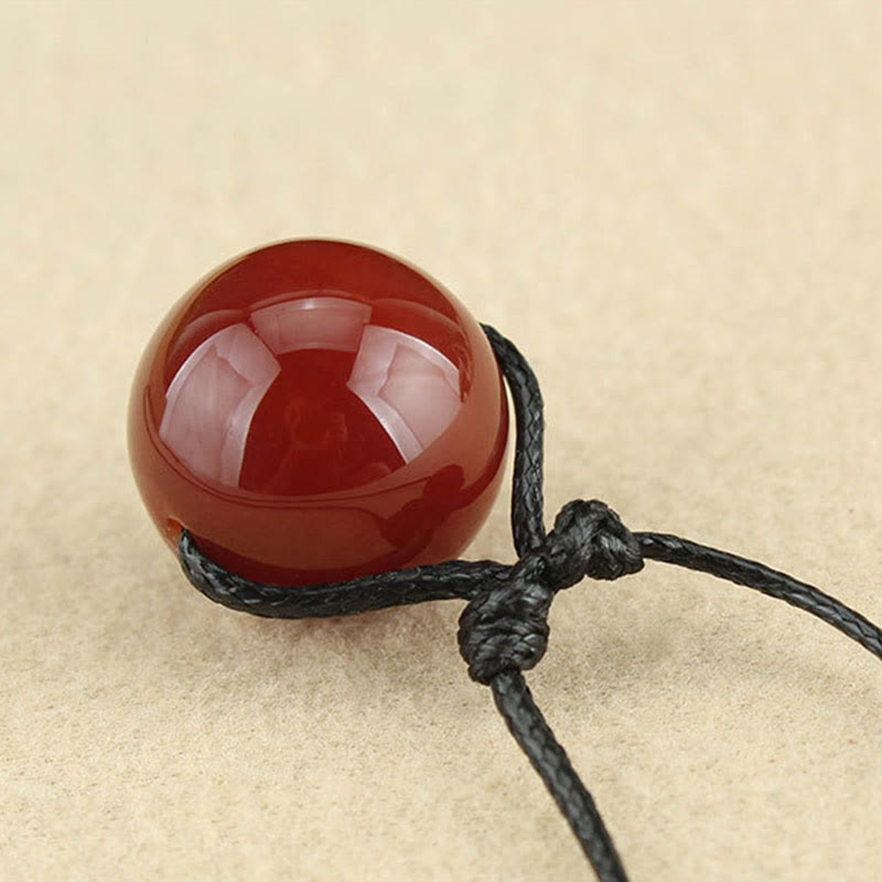 KarmaRipple's Red Agate Bead Confidence Leather Rope Pendant Necklace p8
