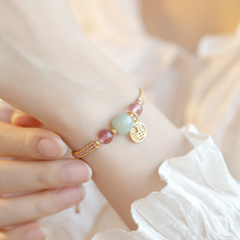KarmaRipple's Red Agate Jade Lotus Confidence Calm String Bracelet p17