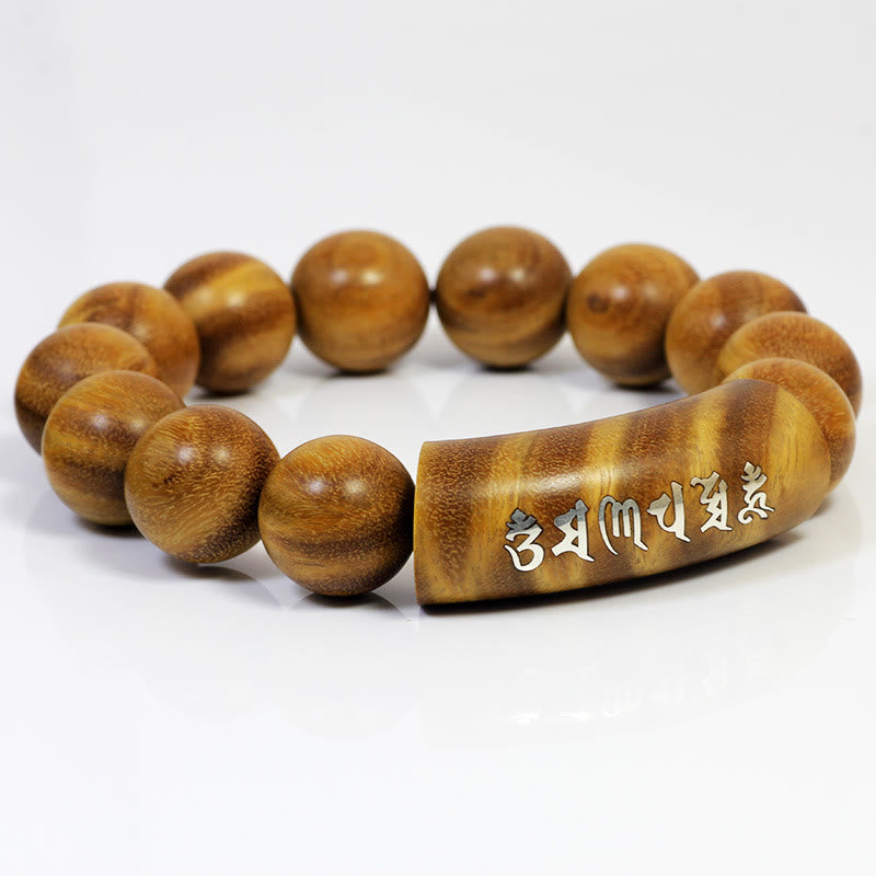 KarmaRipple's 999 Sterling Silver Green Sandalwood Om Mani Padme Hum Dragon Phoenix Dharmachakra Inlaid Peace Bracelet p5