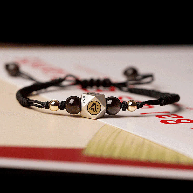KarmaRipple's Handmade 925 Sterling Silver Chinese Zodiac Natal Buddha Cinnabar Calm Woven Bracelet p34