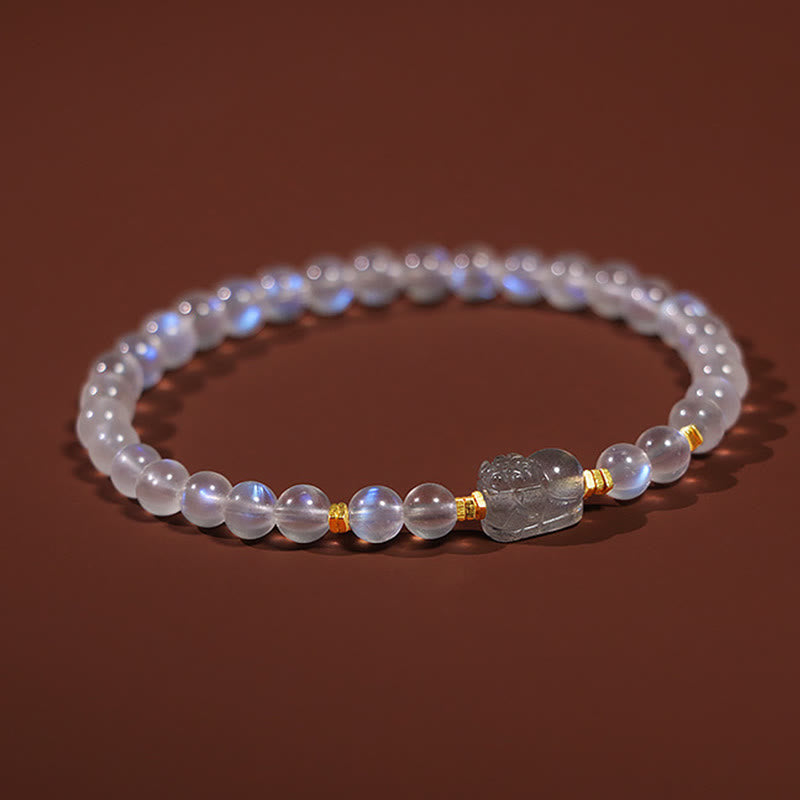 KarmaRipple's 925 Sterling Silver Plated Gold Authentic Moonstone PiXiu Balancing Bracelet p7
