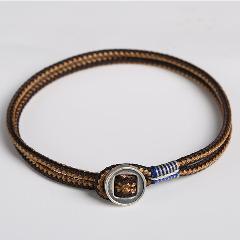 KarmaRipple's 925 Sterling Silver Handmade Button Protection Weave String Bracelet p9