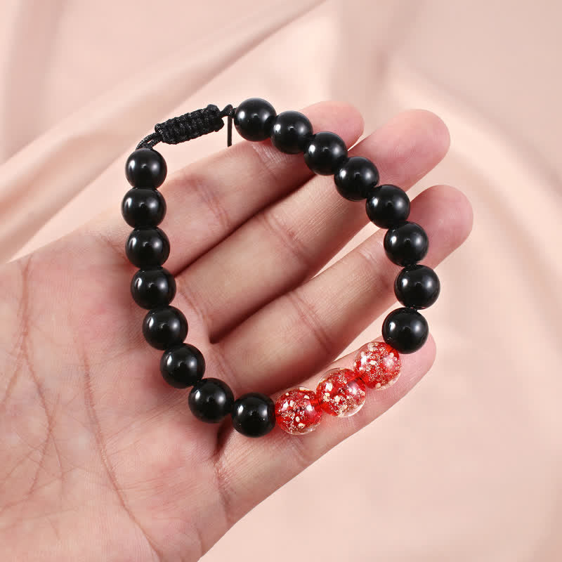 KarmaRipple's Black Obsidian Luminous Glowstone Strength Bracelet p13