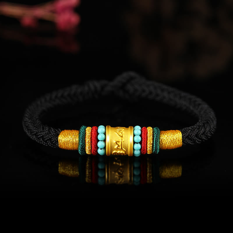 KarmaRipple's Tibet 999 Gold Om Mani Padme Hum Handmade Eight Thread Peace Weave Fortune Bracelet p3