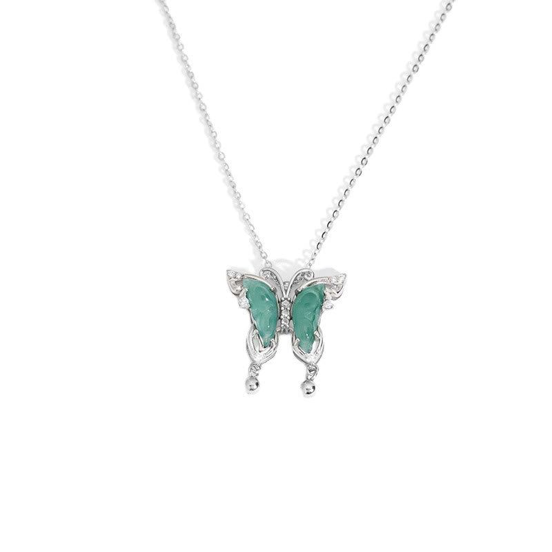 KarmaRipple's 925 Sterling Silver Green Jade Butterfly Fortune Pendant Necklace p6