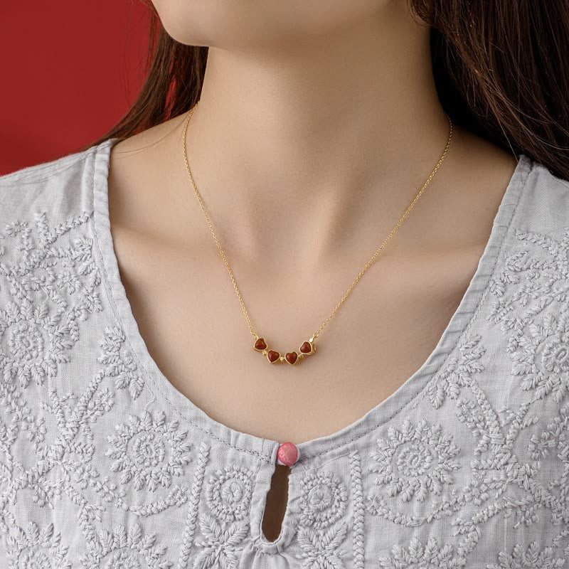 KarmaRipple's 925 Sterling Silver Four Leaf Clover Ivory Jade Red Agate Abundance Pendant Necklace p7
