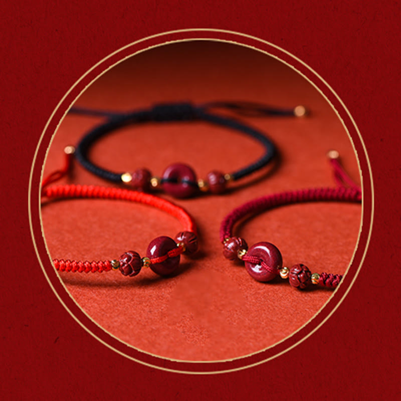 KarmaRipple's Handmade Cinnabar Peace Buckle Lotus Calm Blessing Woven Rope Bracelet p22
