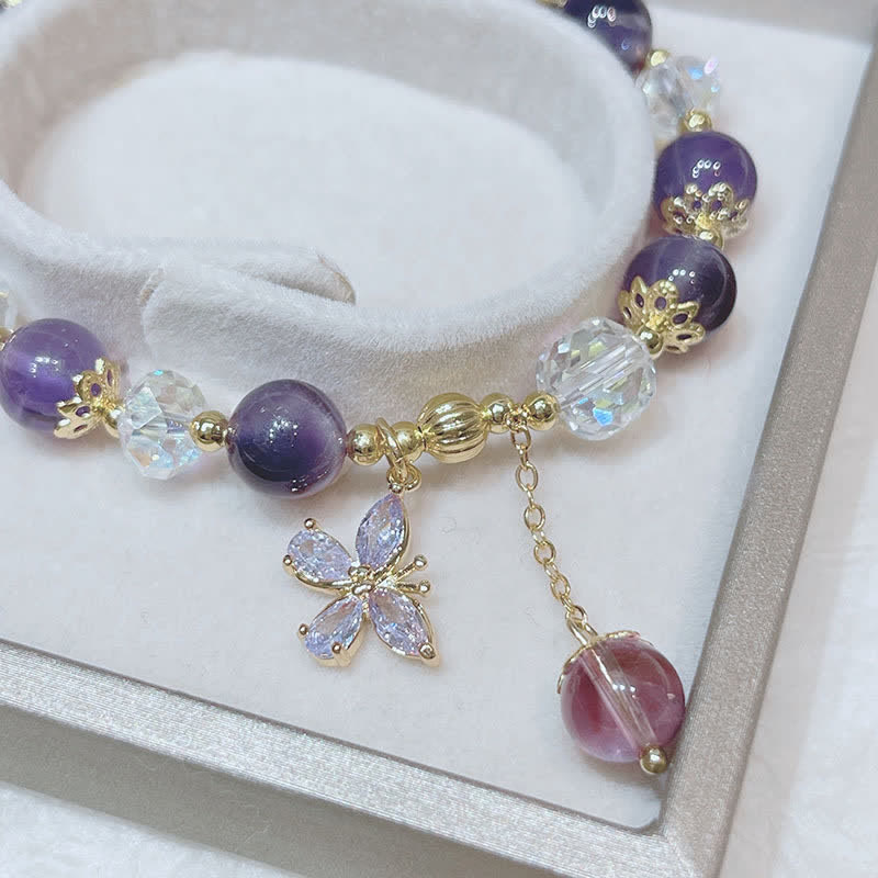 KarmaRipple's Authentic Amethyst Gemstone Spiritual Butterfly Talisman Bracelet p6