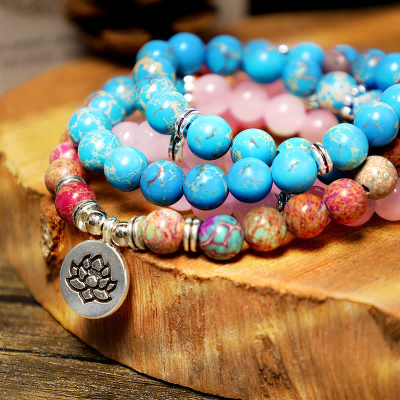 KarmaRipple's Tibetan Purple Miano Real Bead Balance Lotus Mala p8