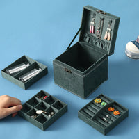 KarmaRipple's Jewelry Box Organizer Three-Layer Jewelry Storage Box Flannel Gift Box