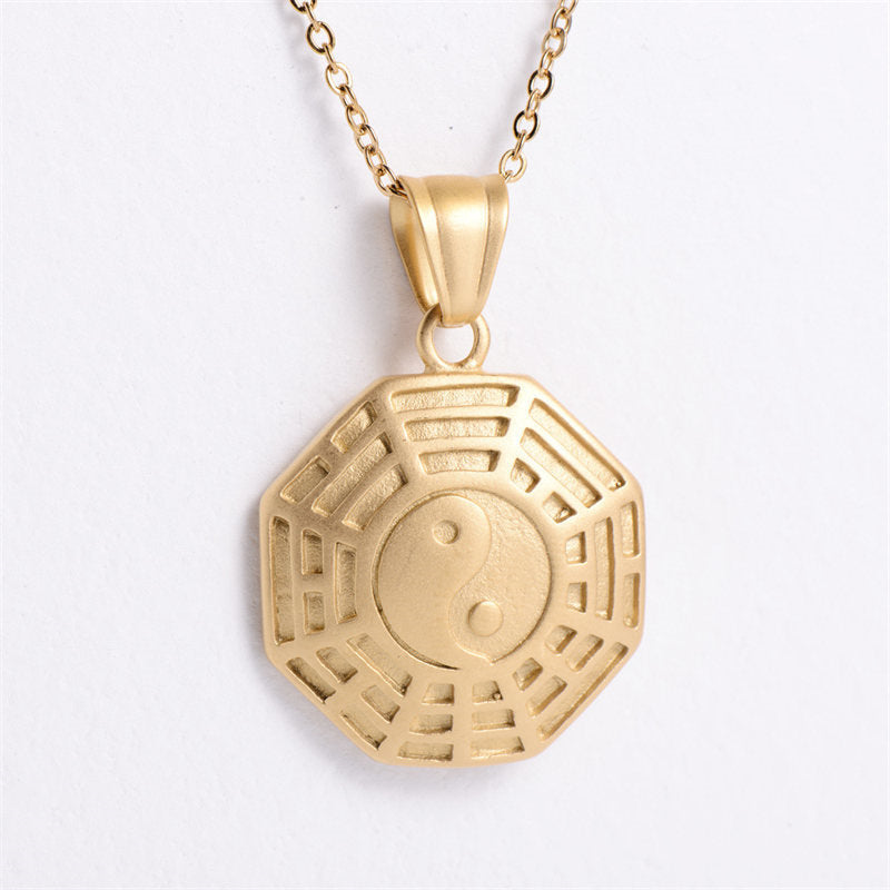 KarmaRipple's Bagua Yin Yang Titanium Steel Balance Pendant Chain Necklace p4