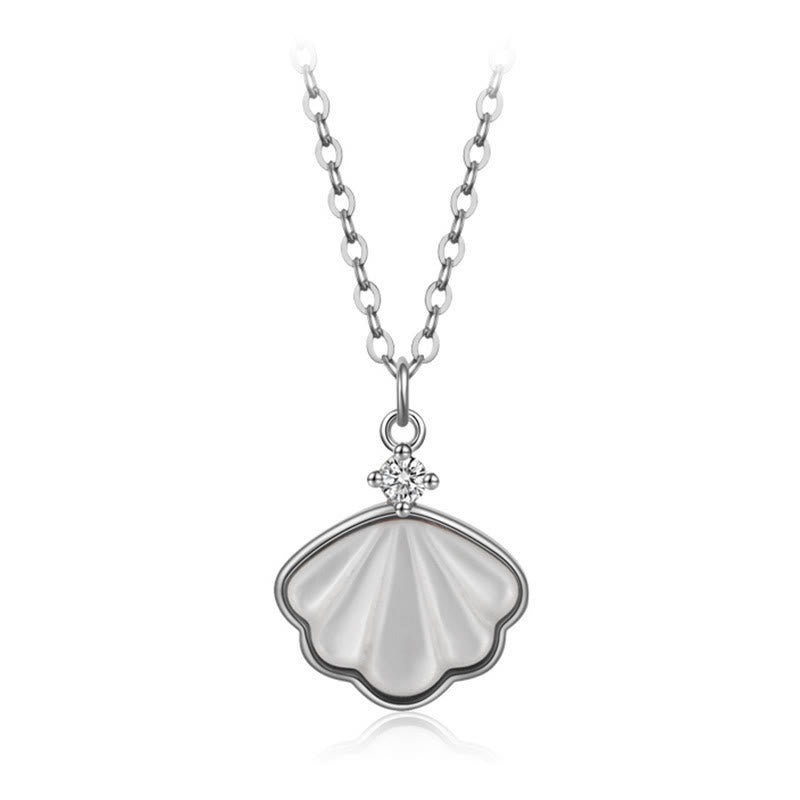 KarmaRipple's 925 Sterling Silver Tridacna Stone Shell Blessing Pendant Necklace Bracelet Earrings Jewelry Set p21