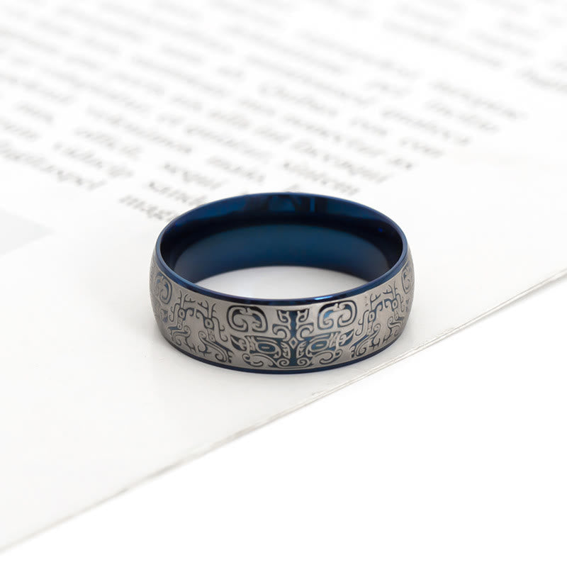 KarmaRipple's Fortunate Mythological Creature Taotie Wealth Titanium Steel Ring p6