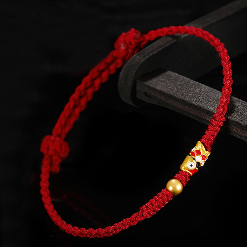 KarmaRipple's 999 Gold Fortune Koi Fish Handcrafted Woven String Bracelet p13