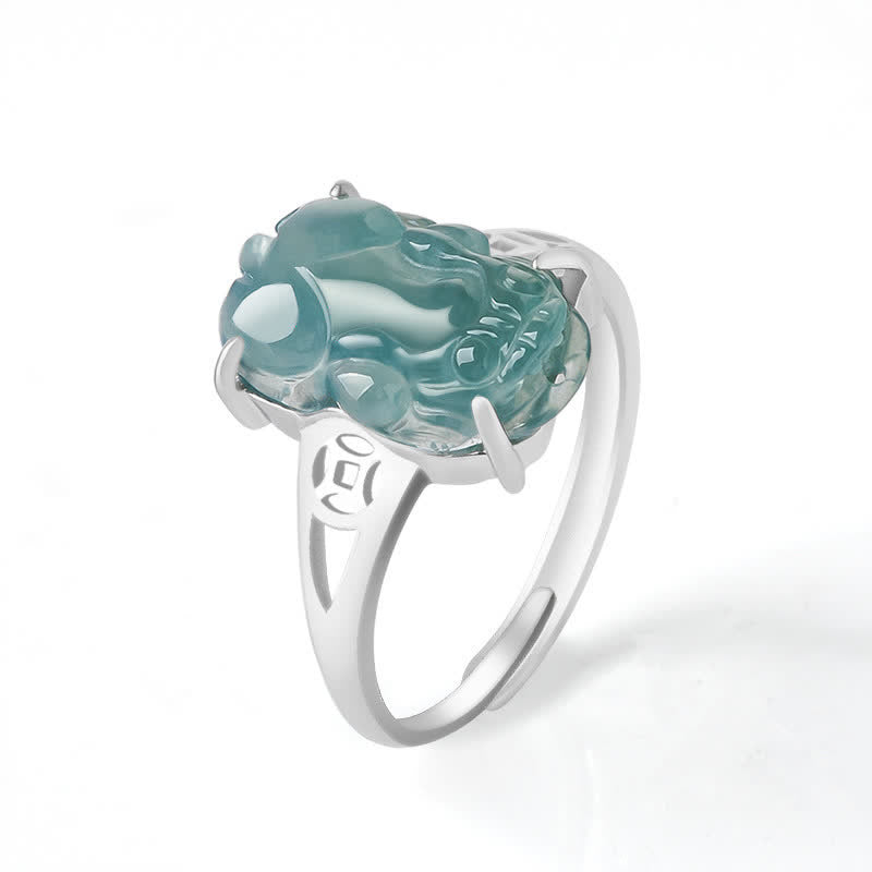 KarmaRipple's 925 Sterling Silver Fengshui Wealth Prosperity Jade PiXiu Fortune Ring p20