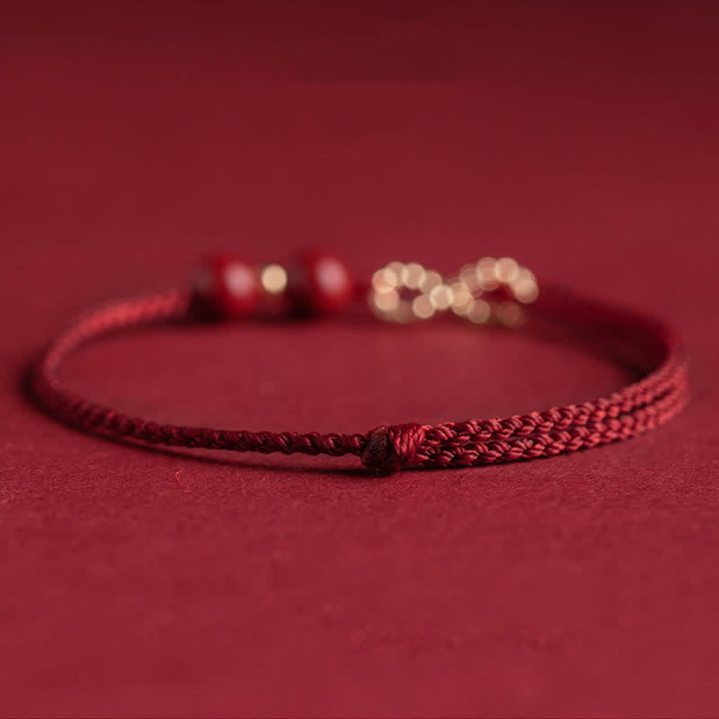 KarmaRipple's Cinnabar Blessing Red String 14K Gold Infinity Symbol Bracelet Anklet p9