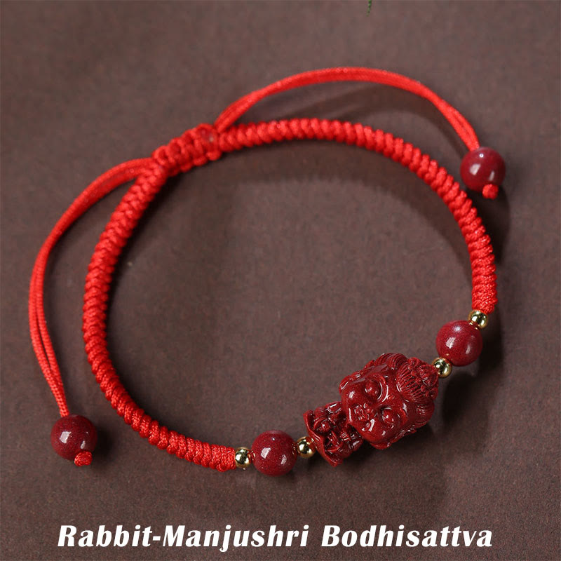 KarmaRipple's Chinese Zodiac Natal Buddha Cinnabar Amulet Blessing String Bracelet p33