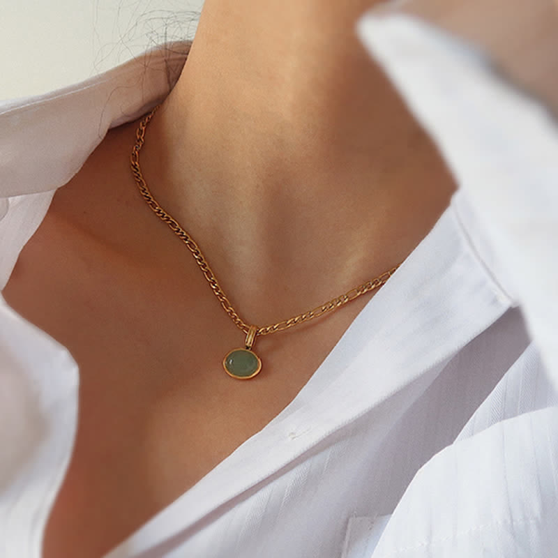 KarmaRipple's Oval Turquoise Strength Titanium Steel Pendant Necklace p5