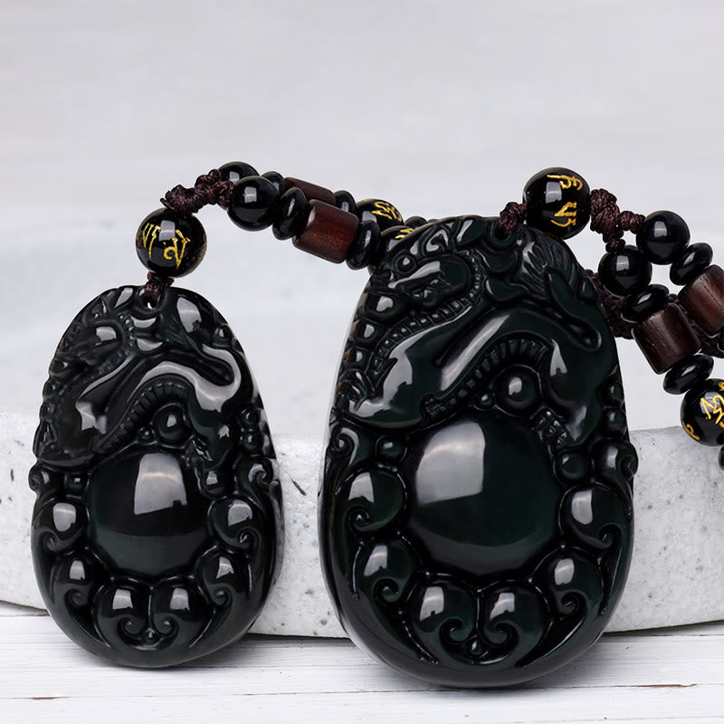 KarmaRipple's Tibetan Positive Rainbow Obsidian PiXiu Pendant p8