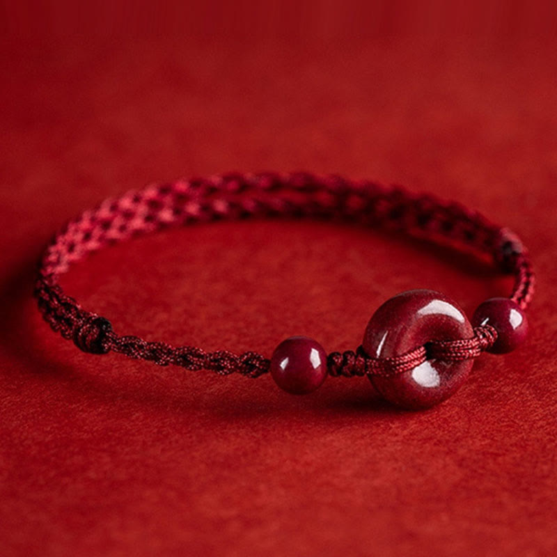 KarmaRipple's Handmade Cinnabar Peace Buckle Safe and Healthy Talisman Blessing String Bracelet Anklet p16