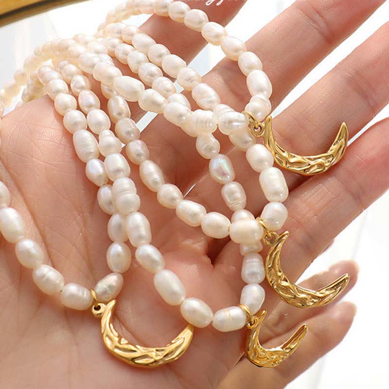 KarmaRipple's Pearl Crescent Moon Calm Pendant Necklace p7