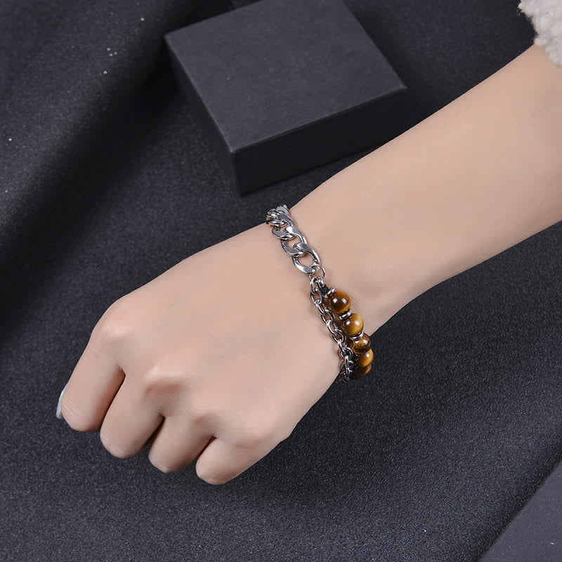 KarmaRipple's Tiger Eye Picasso Jasper Frosted Stone Strength Bracelet p9