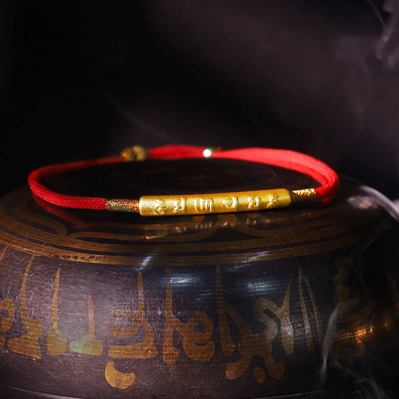 KarmaRipple's Tibetan Buddhist Handmade Mani Mantra Fortunate Red String Bracelet p5