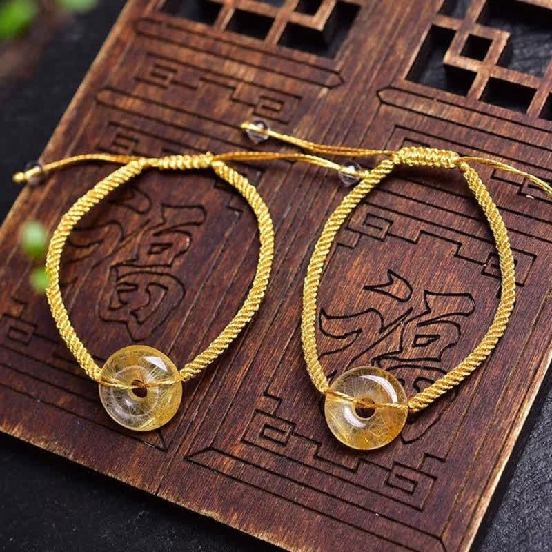 KarmaRipple's Round Citrine Peace Buckle Happiness Woven Bracelet p7