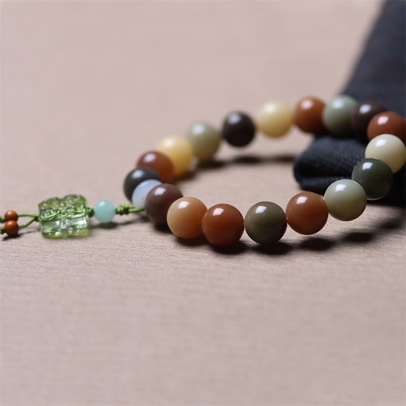 KarmaRipple's Authentic Multicolored Gradient Bodhi Seed Liuli Glass Talisman Peace Bracelet p15