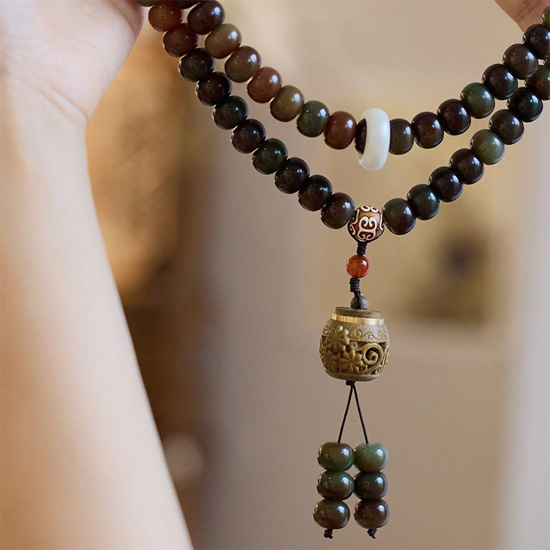 KarmaRipple's 108 Mala Beadwork Dunhuang Color Bodhi Seed Dzi Bead Keep Away Evil Spirits Bracelet p3