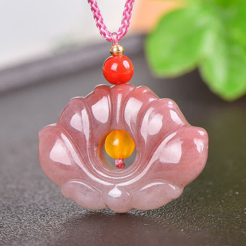 KarmaRipple's KarmaRipple's ink Golden Silk Jade Lotus Flower Wealth Pendant Necklace p4