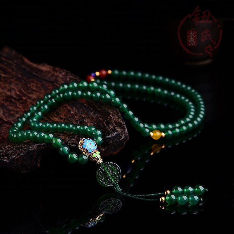 KarmaRipple's 108 Mala Beadwork Authentic Green Agate Power Support Bracelet p4
