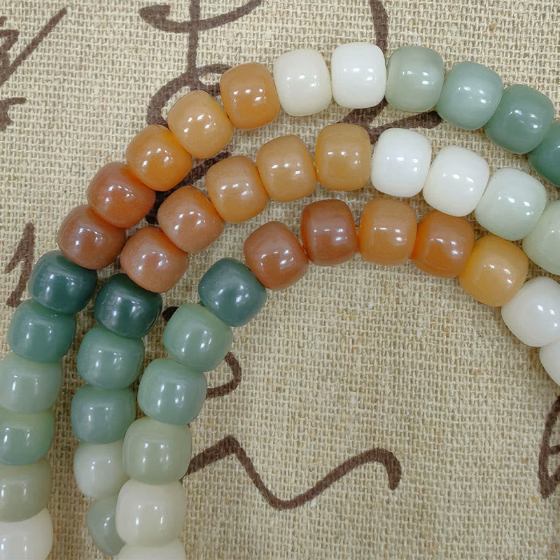 KarmaRipple's 108 Mala Beadwork Gradient Bodhi Seed Green Tara Buddha Engraved Peace Balance Bracelet p6