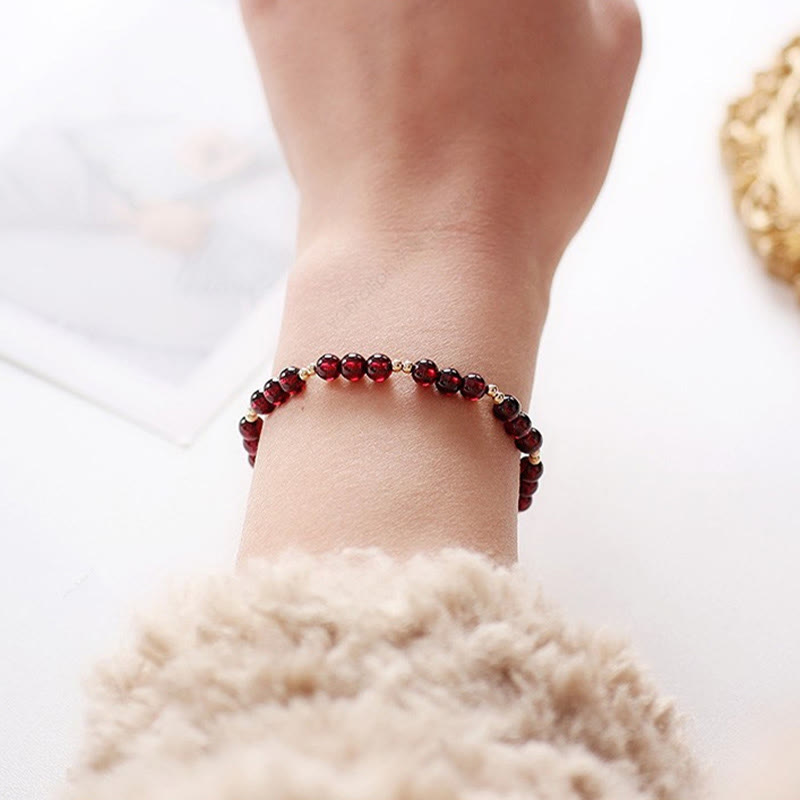 KarmaRipple's 14K Gold Authentic Garnet Calm Bracelet p7