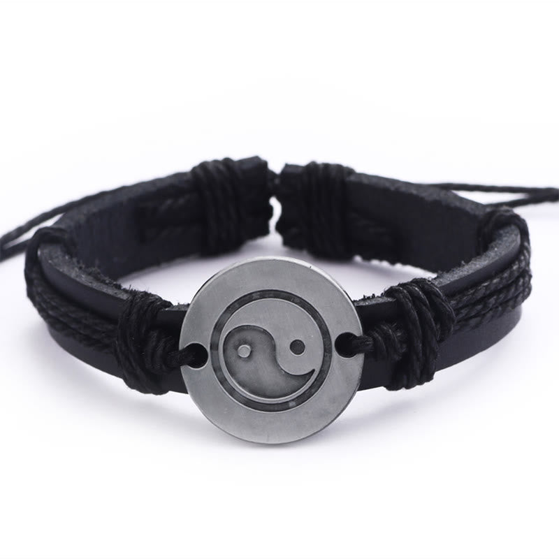 KarmaRipple's Retro Yin Yang Leather Balance String Bracelet p16