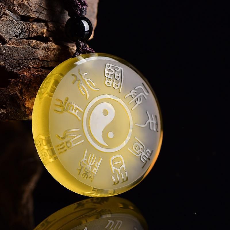 KarmaRipple's Taoism Five Sacred Mountains Yin Yang Symbol Liuli Gemstone Balance Pendant Necklace Key Chain p10